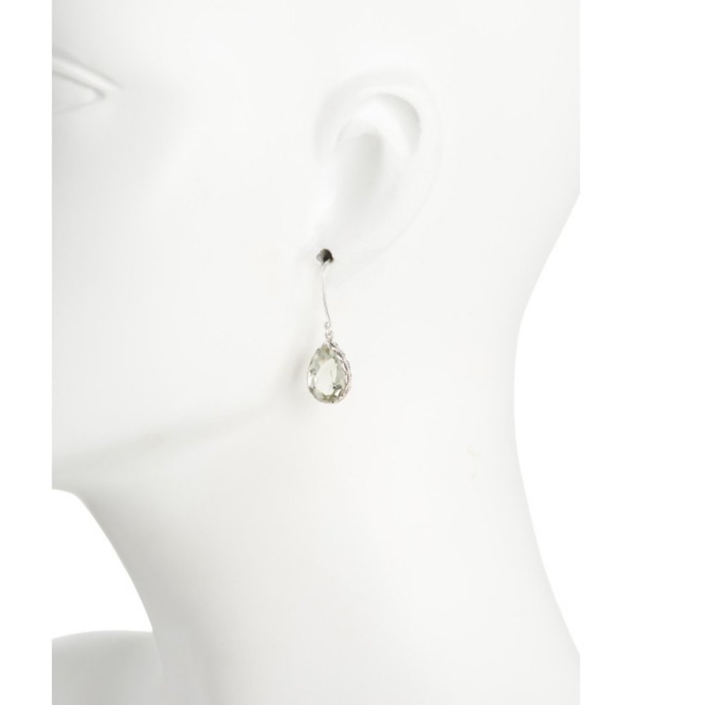 SHIVAM  India Sterling Silver Green Amethyst Drop Earrings - Picture 2 of 2